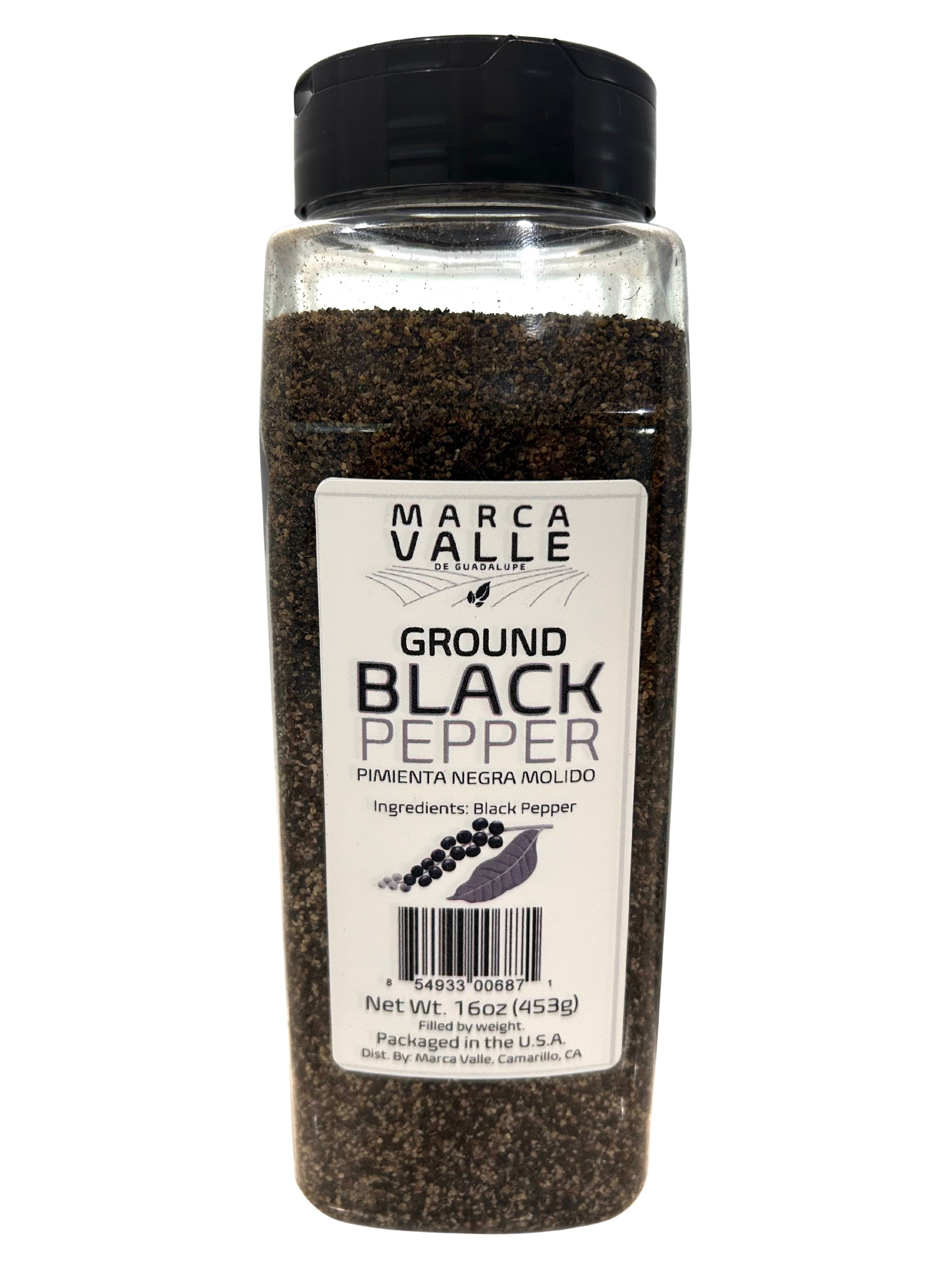 Marca Valle Black Pepper Ground 16oz Jar